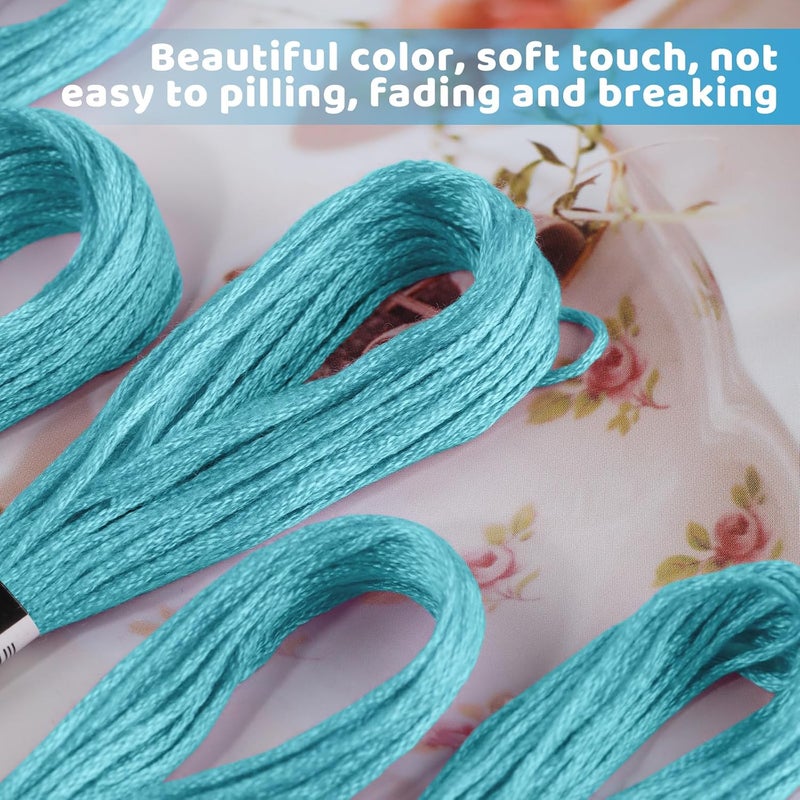 Dercuy 14 Skeins Sky-Blue Embroidery Floss, 8m Cotton Embroidery Thread, Cross Stitch Thread Set for for DIY Making, Embroidery Crafts - Image 4